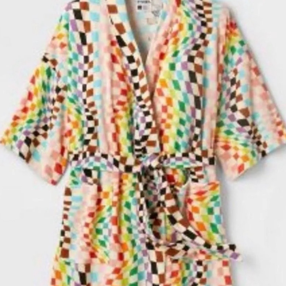 PRIDE Adult Unisex Rainbow Checkered Robe Target Size XS/S - Picture 4 of 4